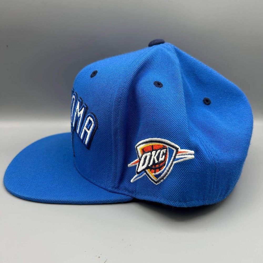 Oklahoma City Thunder Hat Men‎ 7 1/2 Blue Embroidered Mitchell & Ness Fitted Cap - Picture 3 of 8